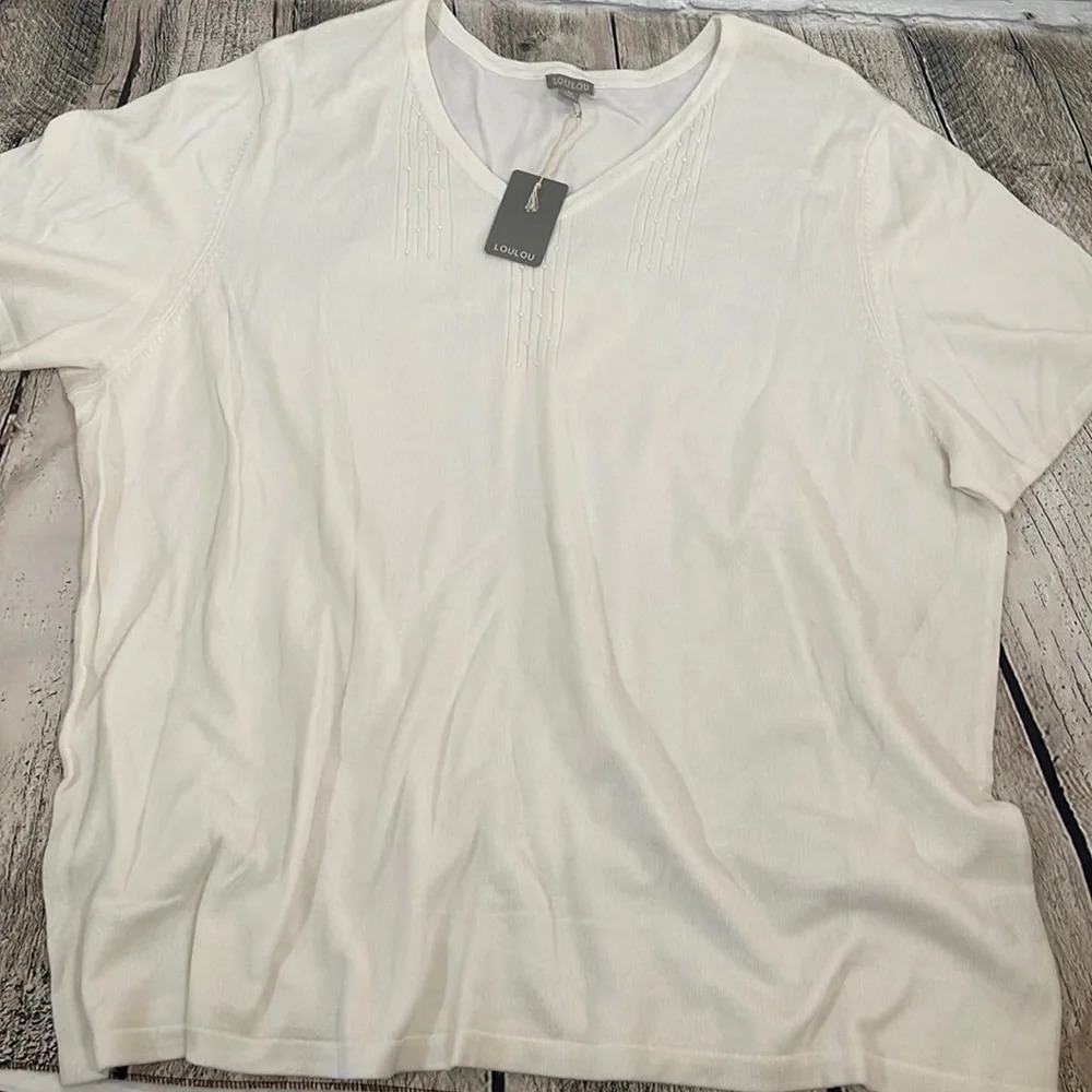 NWT! Women’s LouLou white short sleeve sweater 3X